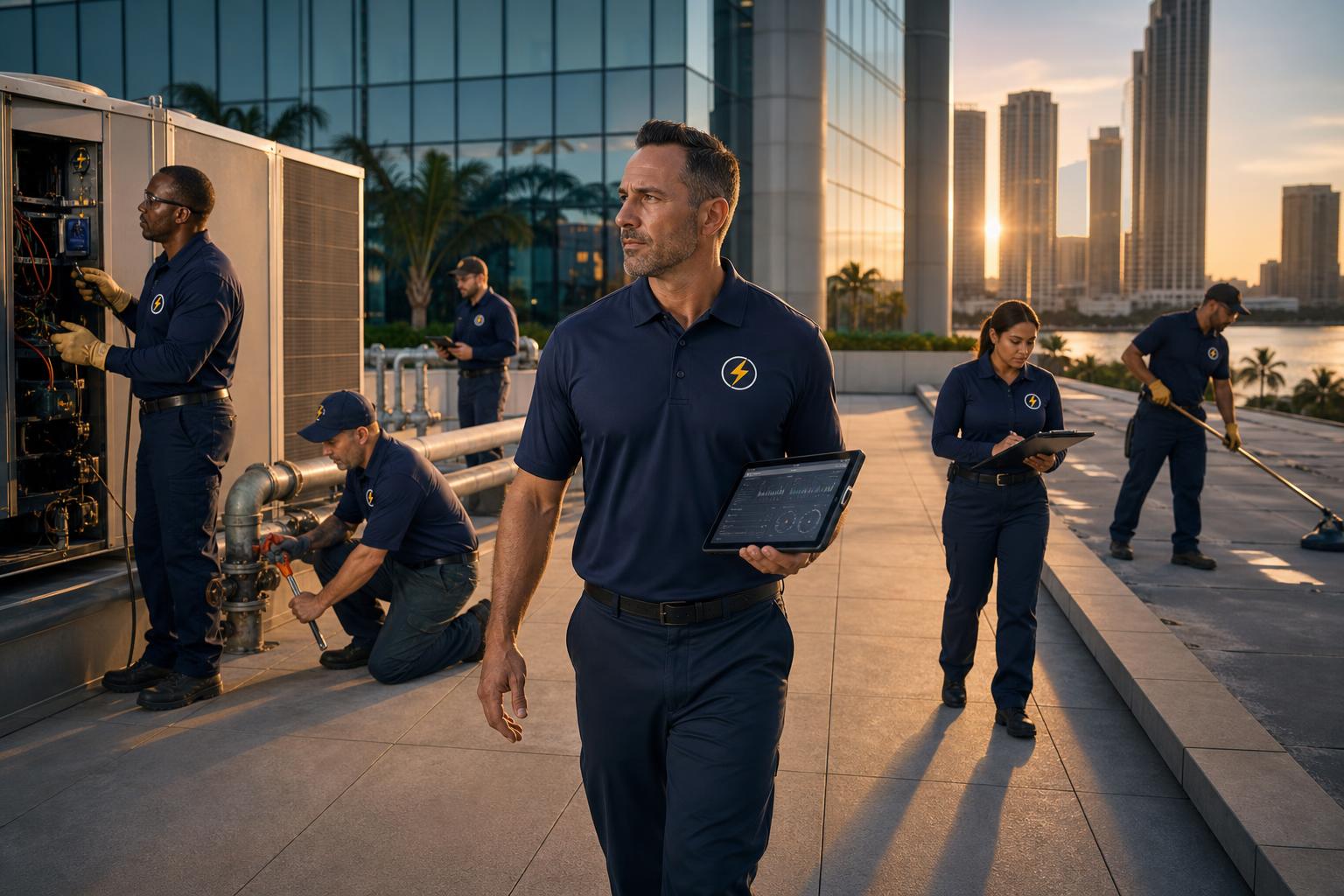 EVONEX field-service professionals coordinating at a commercial property